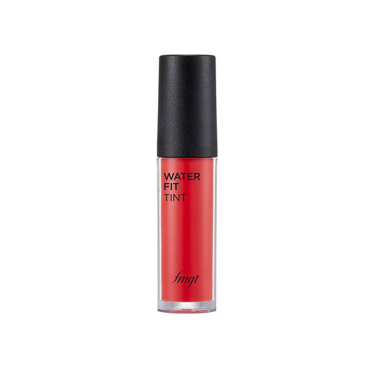 Red lip tint with black cap on a white background