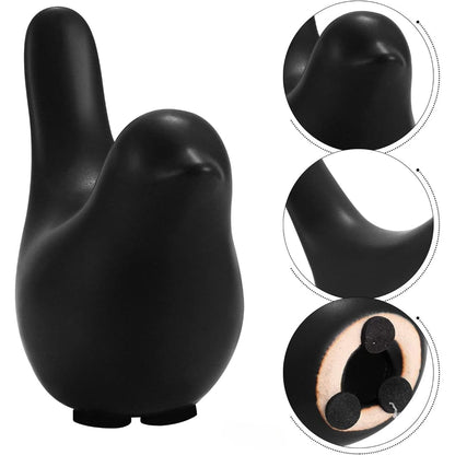 Ceramic Blessing Birds Figurine for Home Decor, 2 Pcs Decorative Showpiece Set with Glossy Finish for Living Room, Bedroom, Office Desk, Table, Shelf & Cabinet Decoration Black