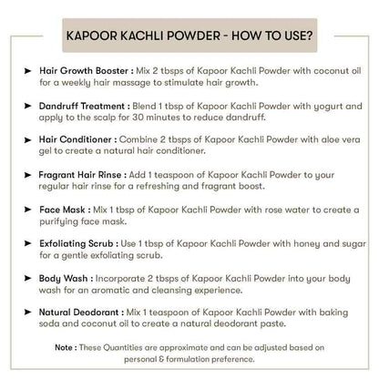 Namo Organcis - Kapoor Kachari Powder 200g – 100% Pure & Natural | Promotes Hair Growth & Volume | Strengthens Roots | Enhances Skin Glow | No Additives or Preservatives