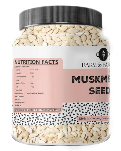 Farm & Farmers Raw Muskmelon Seeds– Natural Kharbuja Beej for Eating | High Protein, Potassium, Magnesium & Iron | Energy Booster Snack | Kharbooja Bij for Health