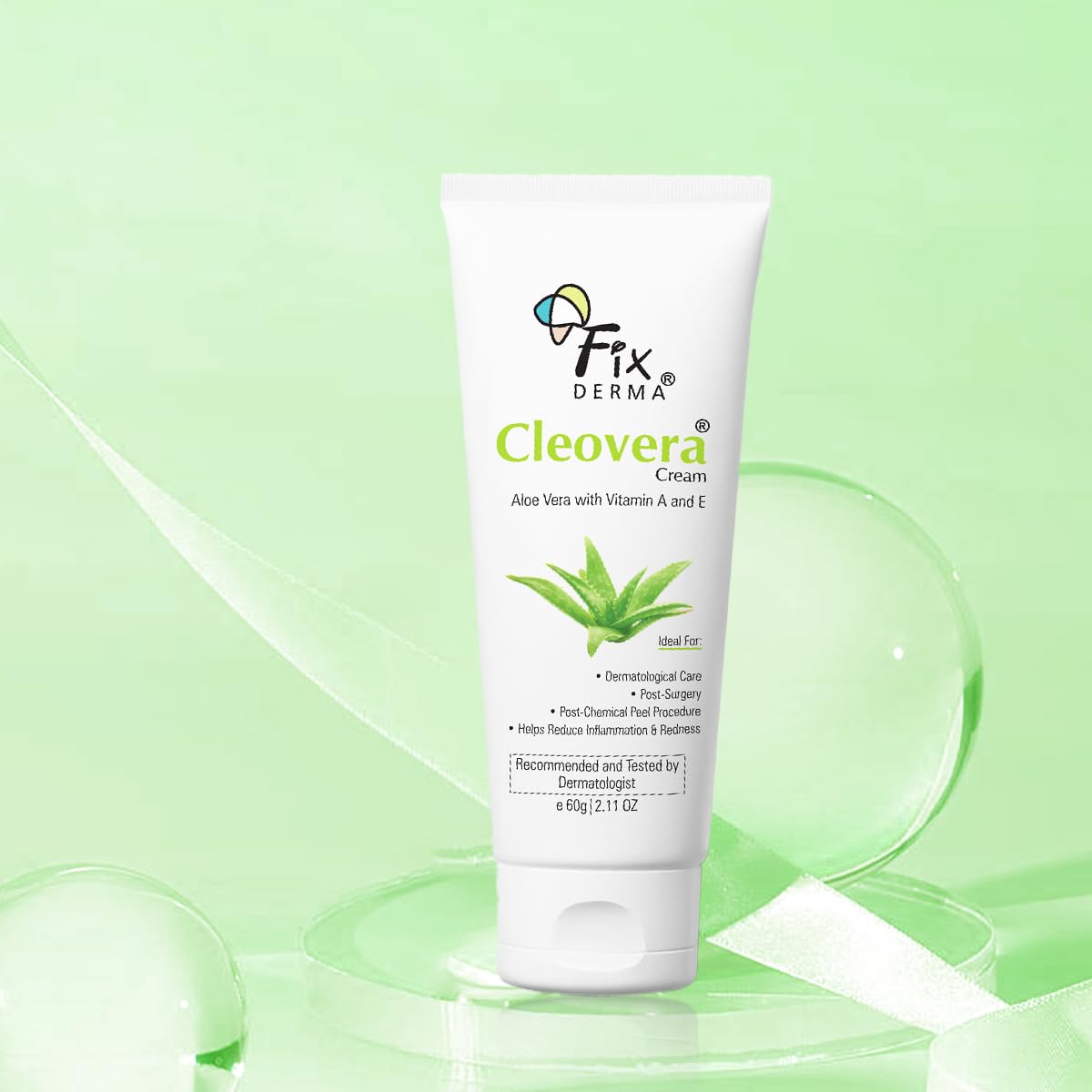 Fixderma Cleovera cream Skin moisturizer with Aloe vera, reduces inflammation & redness, soothing & hydrating cream after shaving Paraben free-60gm