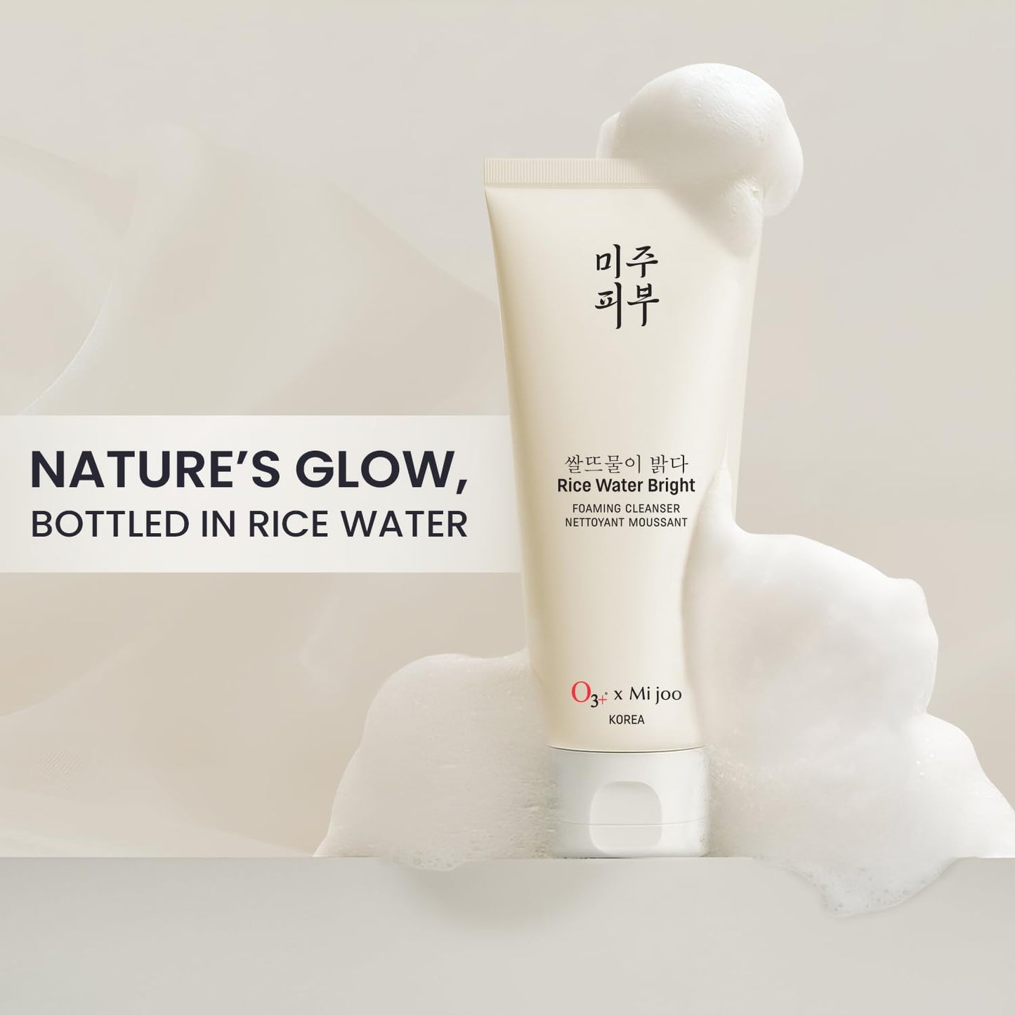 O3+ Mijoo Korea Rice Water Bright Foaming Cleanser 100ml for Korean Glass Skin