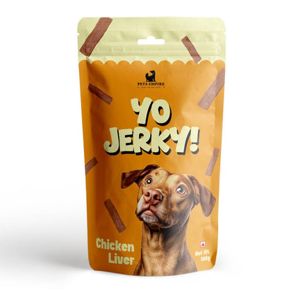 PETS EMPIRE Yo Jerky Chicken Liver Dog Treats, 100g | High Protein Soft Chew Snacks for Dogs | Made with Real Chicken & Sweet Potato | Grain-Free, HealthyR Eward for Puppies & Adult Dogs