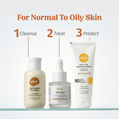 Vilvah Milk Powder Face Wash | Rice Powder Cleanser for Deep Cleansing & Gentle Exfoliation | Brightens, Hydrates & Evens Skin Tone | Strengthens Barrier & Balances Skin pH | For Normal to Oily Skin | 50 g