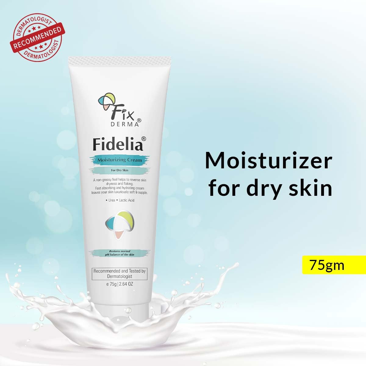 Fixderma Fidelia Moisturizing cream | Daily Moisturizer for Dry & chapped skin | Provides Hydration and Moisturization, Non-Comedogenic & Non-Greasy formulation - 75 gm