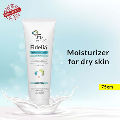 Fixderma Fidelia Moisturizing cream | Daily Moisturizer for Dry & chapped skin | Provides Hydration and Moisturization, Non-Comedogenic & Non-Greasy formulation - 75 gm