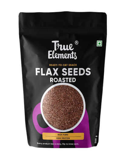 Roasted Flax Seeds by True Elements - Flax Seeds for Hair Growth | Alsi Seeds | Edible Seeds | Fibre & Protein Rich Superfood | Diet Food for Weight Loss