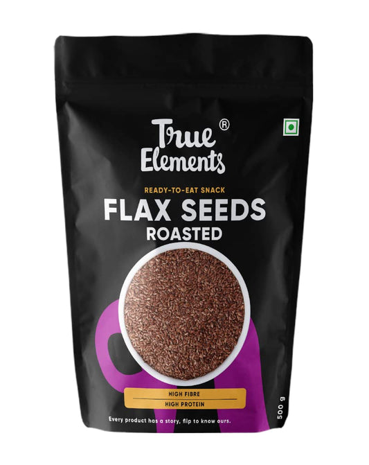 Roasted Flax Seeds by True Elements - Flax Seeds for Hair Growth | Alsi Seeds | Edible Seeds | Fibre & Protein Rich Superfood | Diet Food for Weight Loss
