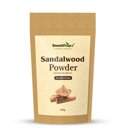 Smartdrops Sandalwood Powder for Hair and Skin Face Pack Hair Mask Mixing Powder for DIY Beauty and Scalp Care Routine | Sandalwood Powder Face Pack for Glowing Skin & Tan Removal | 100g (Pack-1)
