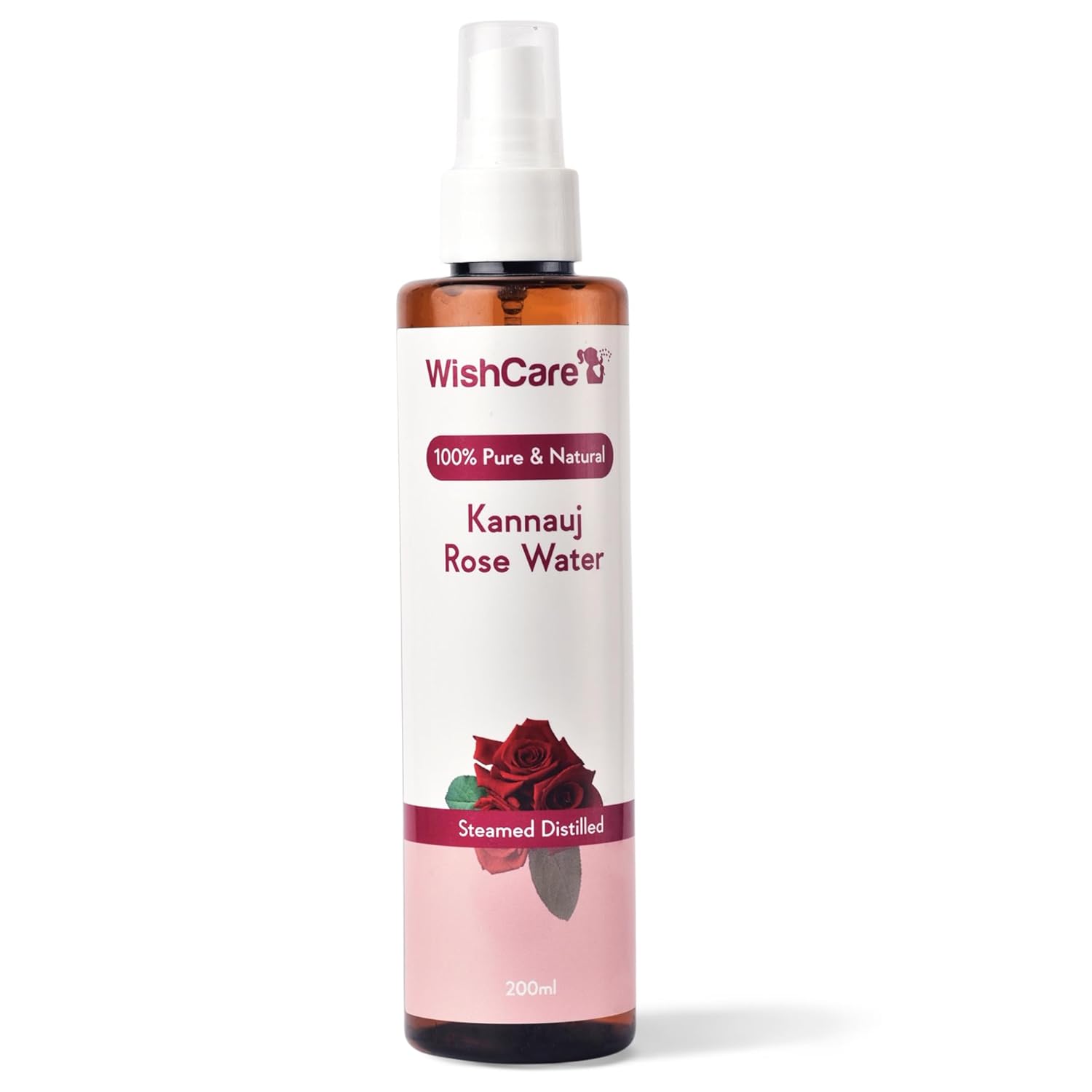 WishCare Kannauj Rose Water bottle on a white background