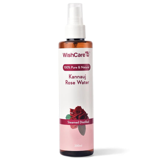 WishCare Kannauj Rose Water bottle on a white background