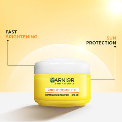 Garnier Skin Naturals, Day Cream, Bright Complete Vitamin C Serum Cream, 45 g & Garnier, Hair Colouring Creme, Long-lasting Colour, Shade: 1 Natural Black, 70ml + 60g