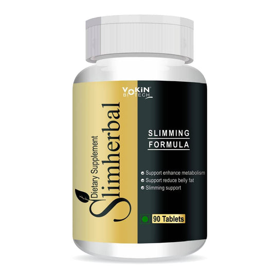Slimherbal dietary supplement bottle with Yokin Biotech branding on a white background