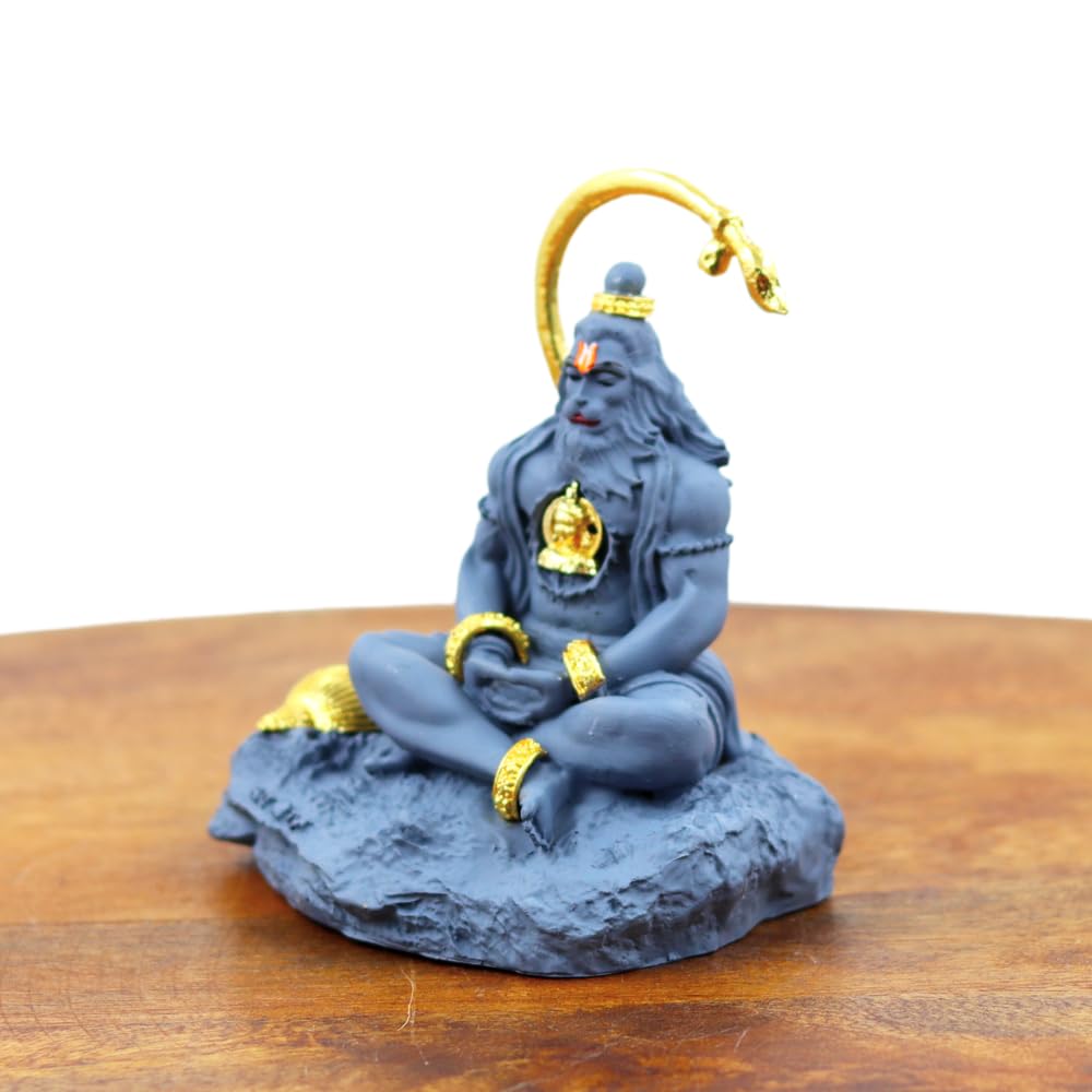 Resin Lord Hanuman Idol – Decorative Bajrangbali Statue for Home Mandir, Car Dashboard, Vastu Remedies, Protection Blessings & Spiritual Gifting