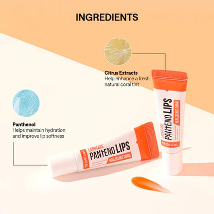 MEDIHEAL Pantenolips Healssence (10 ml, Coral) Hydrating Korean Treatment for lips with Panthenol & Shea Butter for Dry Chapped Lips, Moisturizing Nourishing lip Treatment, Glossy Lip Care