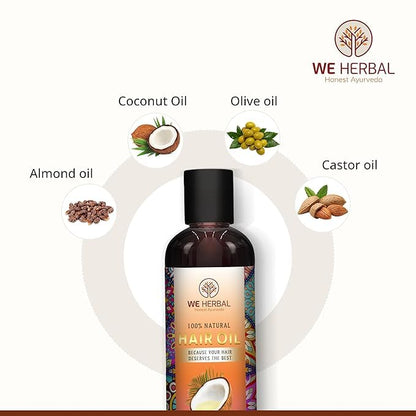 WE HERBAL Natural Hair Oil for Men & Women, Promotes Hair Growth, Prevents Premature Greying & Hair Fall, Chemical Free, For All Hair Types, 100ml