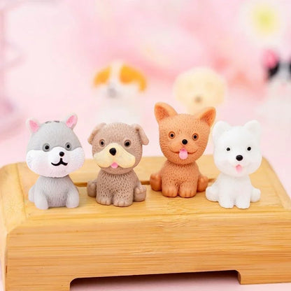 4 Pcs Cartoon Puppy Ornaments Cute Miniature Dog Figurine Animal Dog Characters Toys for Home Garden Dollhouse Cake Topper Decoration