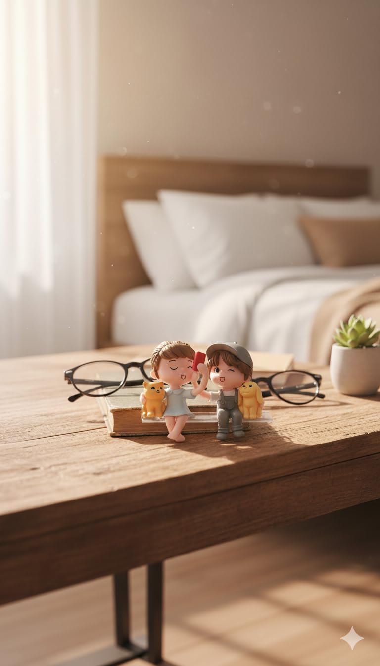 eCraftIndia Couple Statue Miniature Showpiece and Zuzy Almond Chocolates Gift Box | Valentine Gift for Girlfriend Boyfriend Husband Wife Her Him Valentine Decoration Items