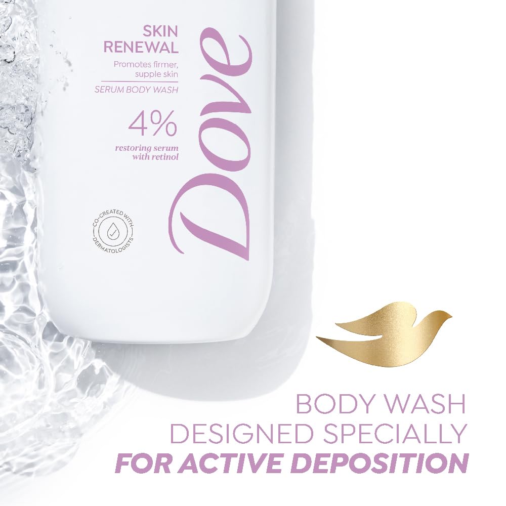 Dove Skin Renewal Serum Body Wash | 4% Restoring Serum with Retinol | Promotes firmer, supple skin | Paraben & SLS free | 300 ml