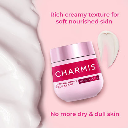 Charmis Deep Nourishing Cold Cream with Vitamin A, C, E, 200ml, for Glowing and Moisturized Skin, for All Skin Types