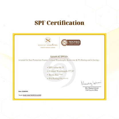 SPF certification document with logos and text on a white background