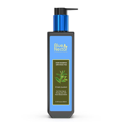 Blue Nectar Anti Frizz Hair Shampoo for Dry & Frizzy Hair | Plant Based Biotin Shampoo for Hair Growth for Women & Men (15 herbs, 200ml)