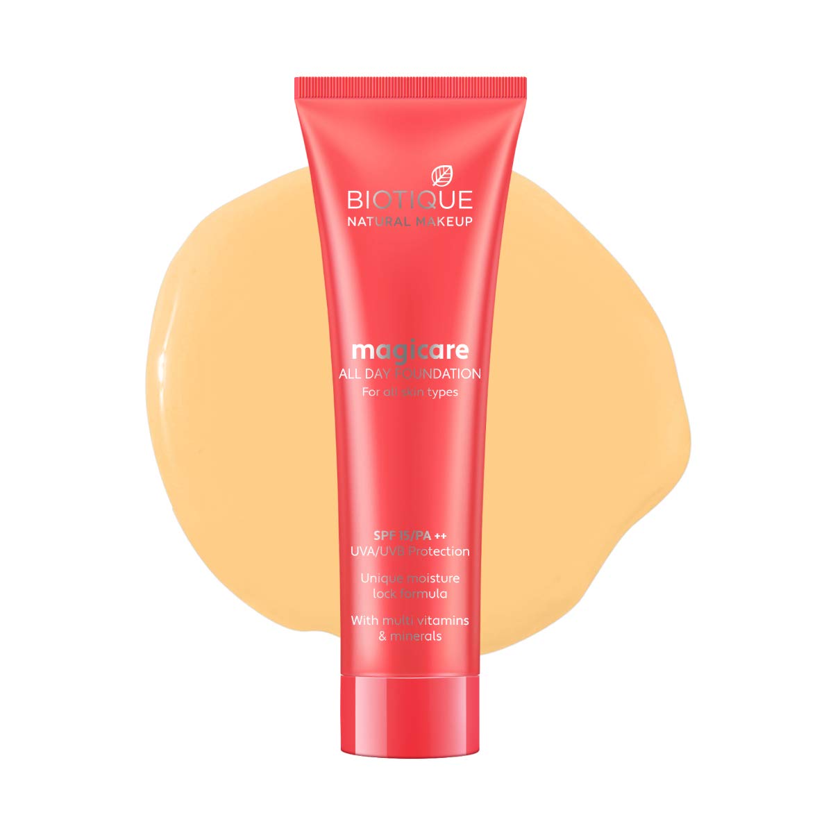 Biotique Natural Makeup Magicare All Day Liquid Full Coverage Foundation (Sand, 30Ml, Natural Finish), Pack Of 1