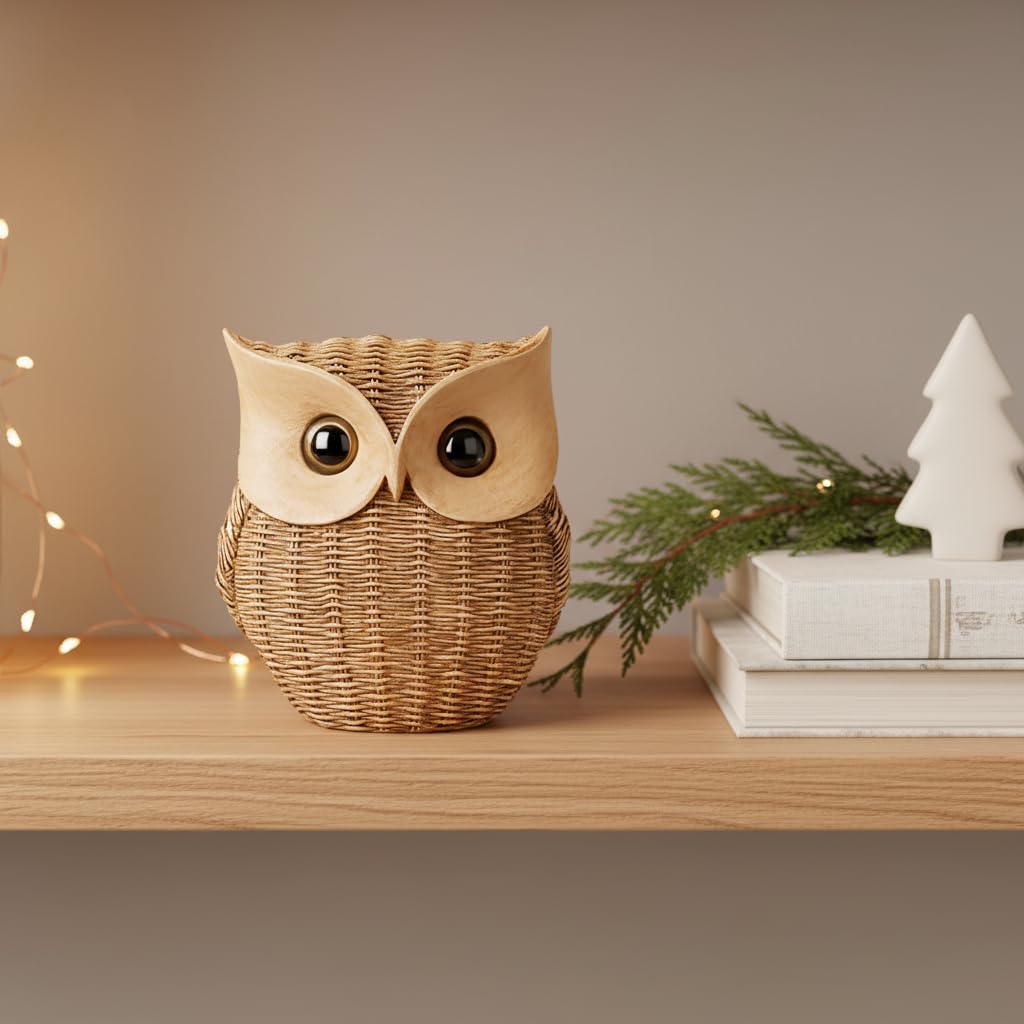 Modern Classy Lucky Owl Resin Art Figurine | Beautiful Home Decor (Brown, Pack of 1)
