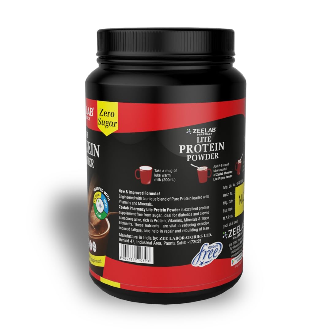 Zeelab Lite Protein Powder container on a white background