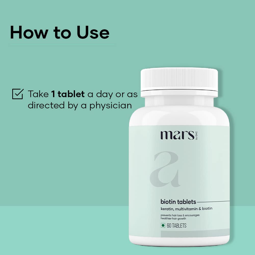 mars by GHC Ultimate Hair Care Combo: Biotin Tablets and 0.5mm Derma Roller | Promote Hair Growth, Strengthen Hair, Achieve Glowing Skin | Combat Nail Brittleness | Suitable for All Skin Types