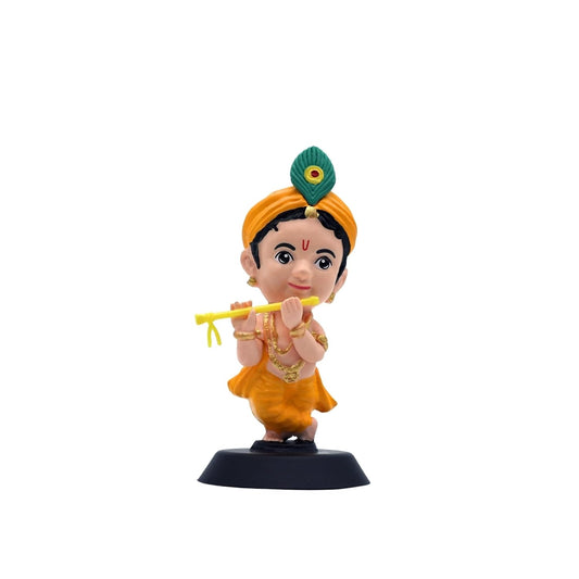 Krishna with Flute Figurine Showpiece for Car Dashboard, Home Office | Bajrangbali Murti Statue for Hindu Temple, Spiritual Decor | Gift for Devotees