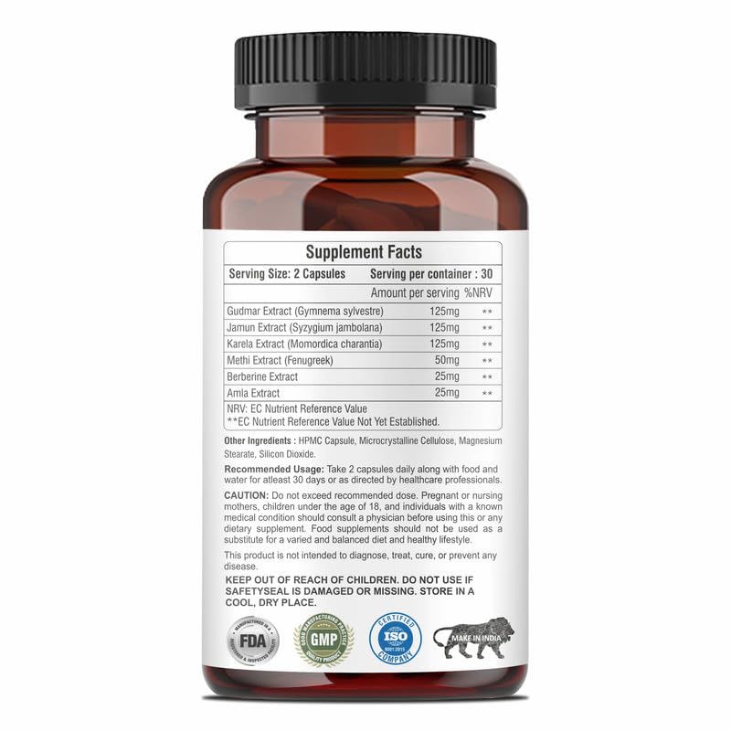 Supplement bottle with label showing supplement facts and certification logos on a white background
