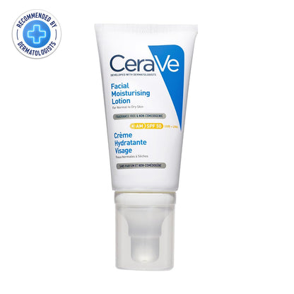 CeraVe facial moisturizing lotion on a white background