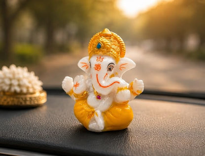 Gold Art India Ganesha Idol Car Dashboard Murti 3.3 inch