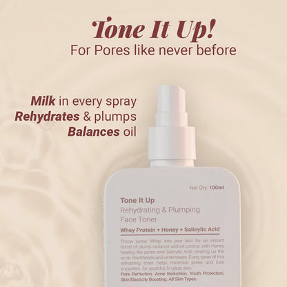 Be Neude Niacinamide Face Toner - 100 ml with Whey Protein Milk Peptides and 2% Salicylic Acid for Oil and Acne Prone Skin, Hydrating, Fades, Blemishes, Brightens and Tightens Pores