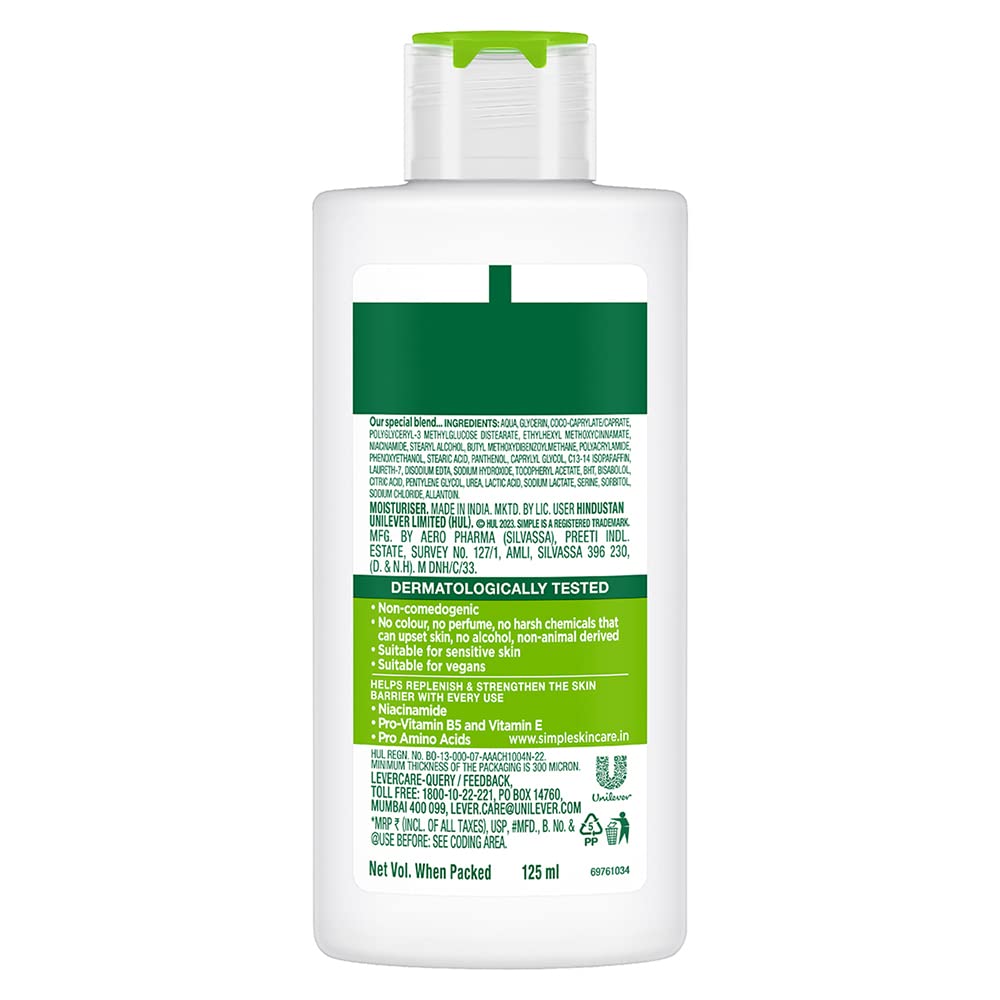 Bottle of skincare product with green label on a white background