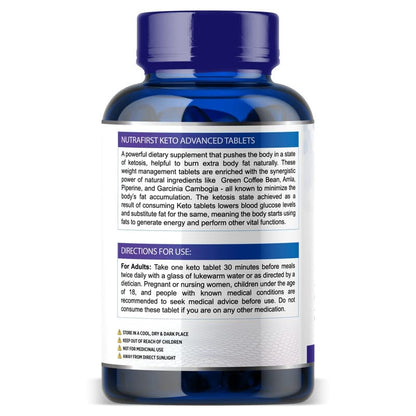 Nutrafirst KETO Advanced Tablets (60 Tab) with Garcinia Cambogia & Green Coffee Extract | Supports Weight Loss, Fat Burning & Ketosis | Boosts Energy & Metabolism | Natural Keto Supplement