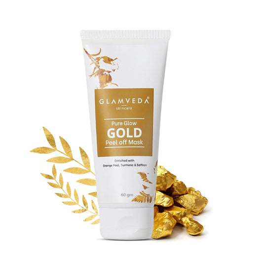 Glamveda Pure Glow Gold Peel Off Mask for Women | 60 gm | Enriched With Orange Peel For Glowing Skin | Reduces Fine Lines, Wrinkles Blackhead | For Women & Men | No Paraben | All Skin Types