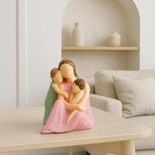 Xtore Heartwarming Mother and Child Figurine | Resin Home Decor Accent | Unique Art Piece for Living Room, Nursery, or Gift | Symbol of Love and Family | Pastel Colored Sculpture