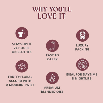 Glamveda Luxury Date Night | Long Lasting | Perfume for Woman 20ml | with Blackberry, Pear, Rose, Musk | Floral & Fruity Premium Fragrance Perfume for Women