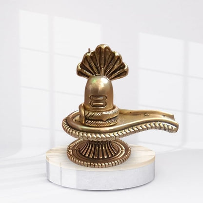 Brass Shivling Statue with Snake |