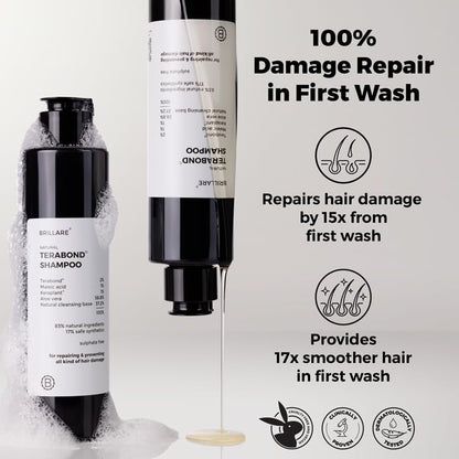 BrillareTerabond Bond Repair Shampoo | Repairs Damaged & Treated Hair | Reduces Breakage, Restores Strength & Elasticity | Sulphate Free Shampoo for Women | Frizzy & Dry Hair | 200ml