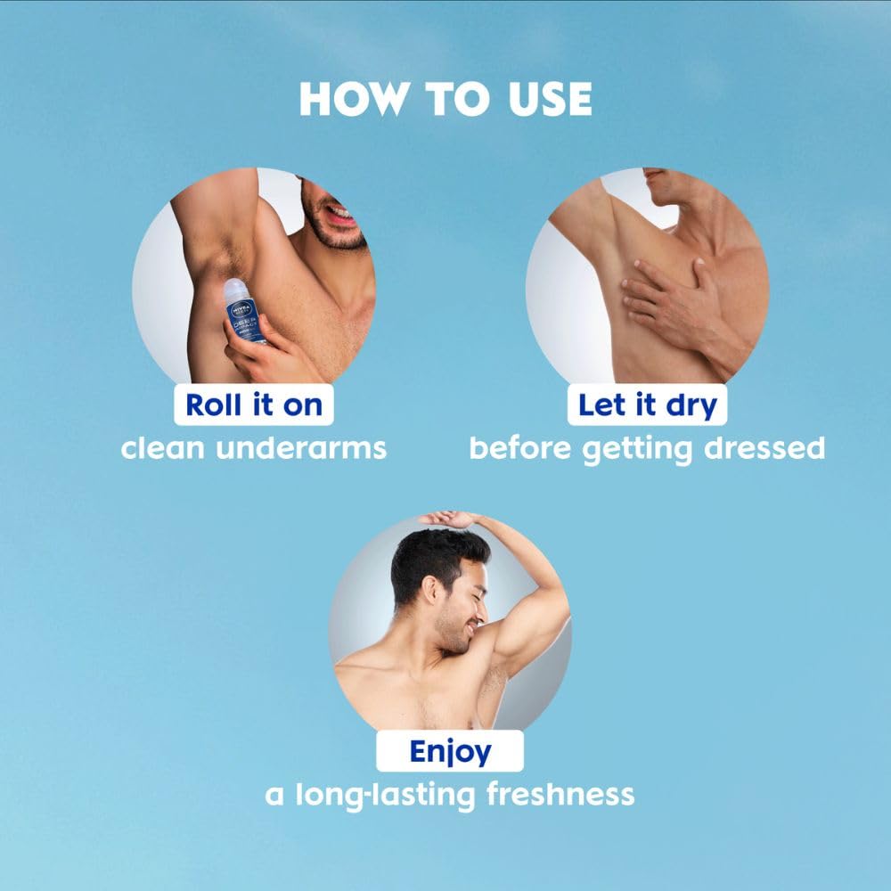 NIVEA MEN Deep Impact Freshness Deodorant Underarm Roll-on | 72 H Long Lasting Freshness | Infused with Black Carbon to fight bacteria and body odour | Woody masculine fragrance | 0% Alcohol | Dermatologically Approved & Paraben Free Formula | 50ml