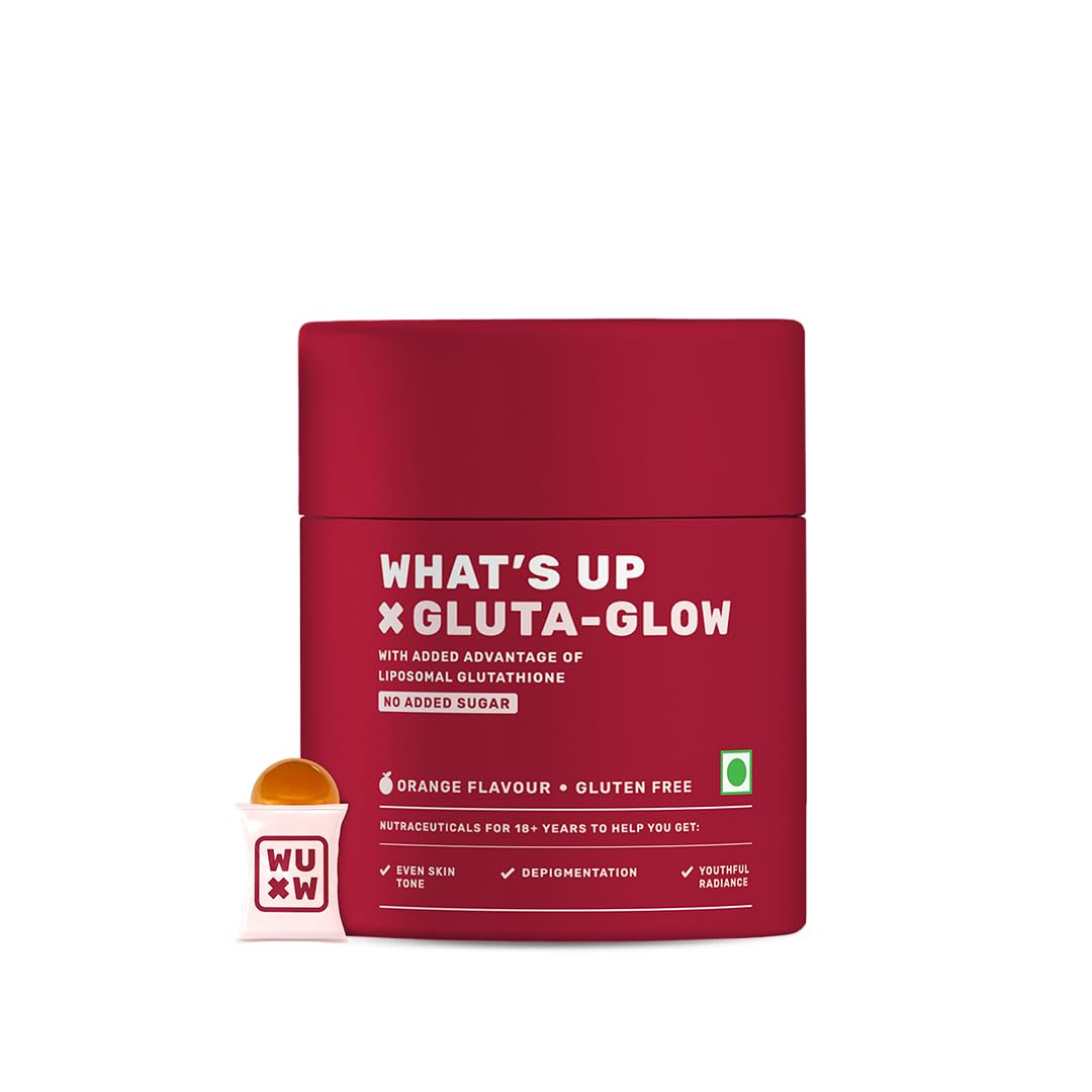 What's Up Wellness Gluta-Glow Gummies | Liposomal Glutathione Supplement with Vitamin C for Radiant Skin Tone | Depigmentation | Detoxification | 15 Days | Men & Women | No Added Sugar