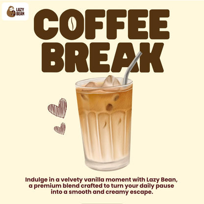 Lazy Bean Vanilla Flavoured - Premium Instant Coffee Powder 50 g | Strong Black Coffee, Rich Aroma, Quick-Dissolving Granules | Ready in Seconds for Hot or Iced Brews at Home, Office, Travel