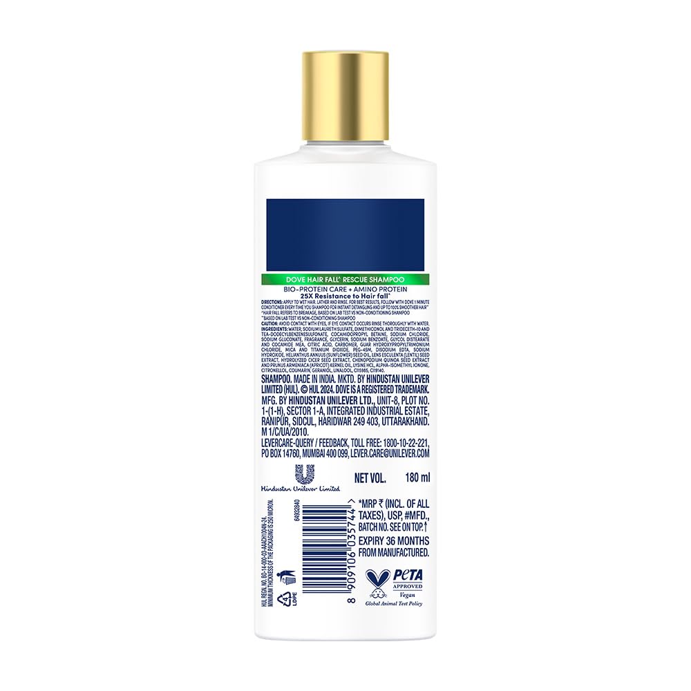 Dove Hair Fall Rescue Shampoo || For Damaged Hair|| Hair Fall Control for Thicker Hair - Mild Daily Anti Hair Fall Shampoo for Men & Women