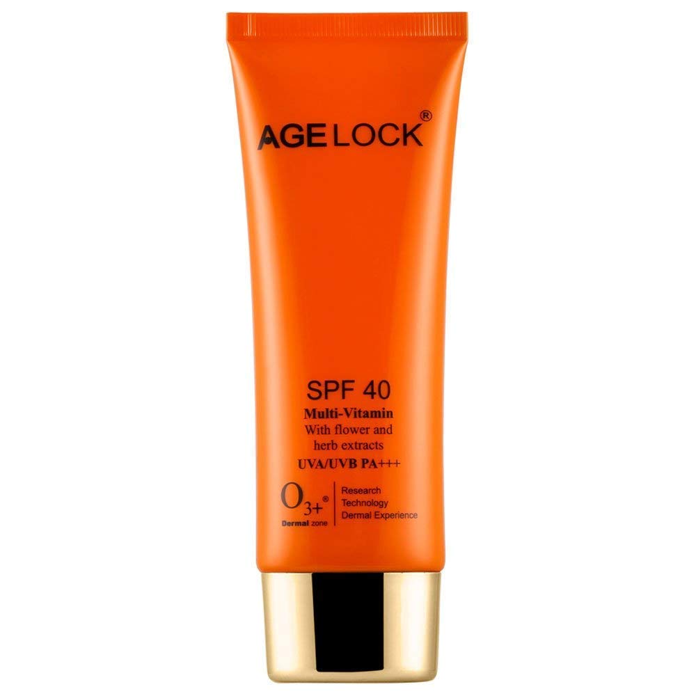 O3+ Agelock Multi Vitamin Sunscreen SPF 40 with Flower and Herb Extracts | UVA/UVB PA+++ (75gm)