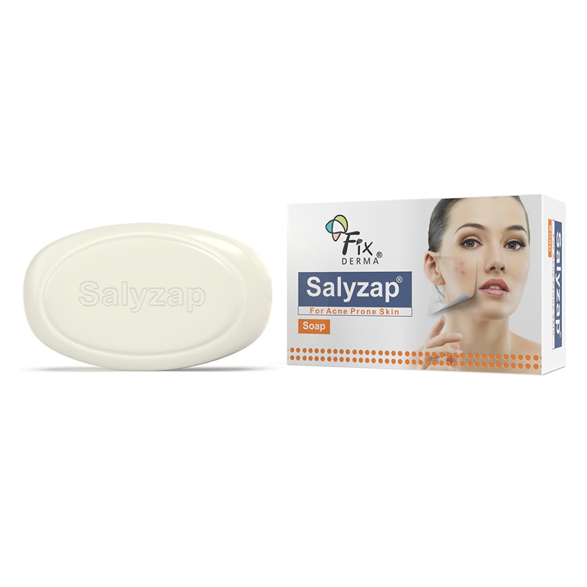 Fixderma Salyzap Salicylic Acid Soap with Vitamin E | Face & Body Soap for Acne-Prone & Oily Skin | Unclog Pores | Controls Excess Sebum | Anti Acne Soap | 75g