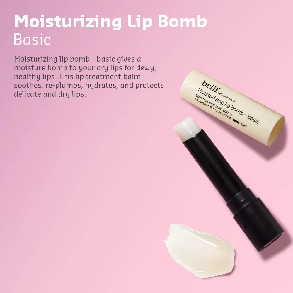 Moisturizing lip bomb with packaging on a pink background