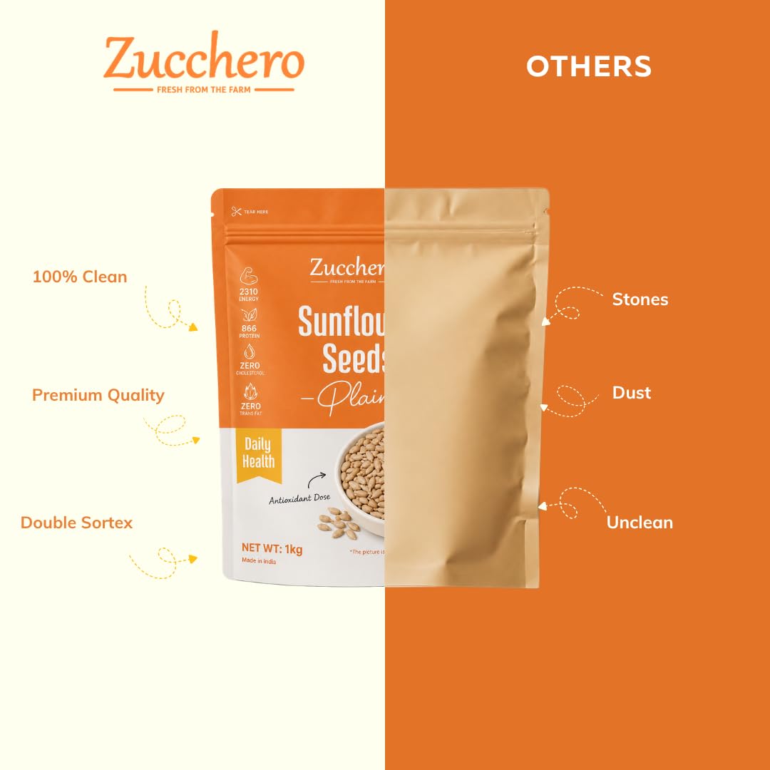 Zucchero Roasted Premium Sunflower Seed, Salted, Flavorful | Healthy Fat | Dry Roasting | Oil-Free| Slow baked Seeds